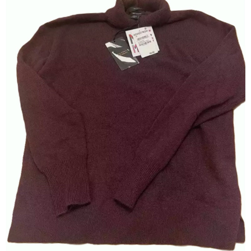 NWT Halogen Cashmere Turtleneck Sweater in Burgundy Stem Size XS/Extra Small