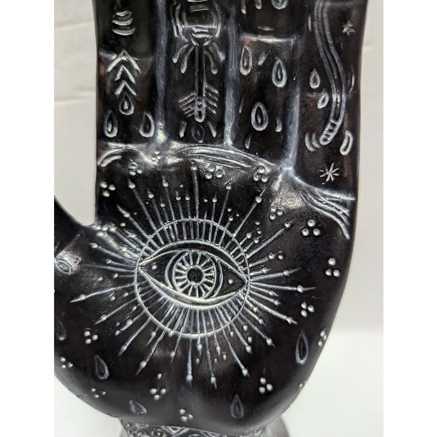 Hand Hamsa Evil Eye Decor 9.5 Inch Astrology Spiritual Art Sculpture