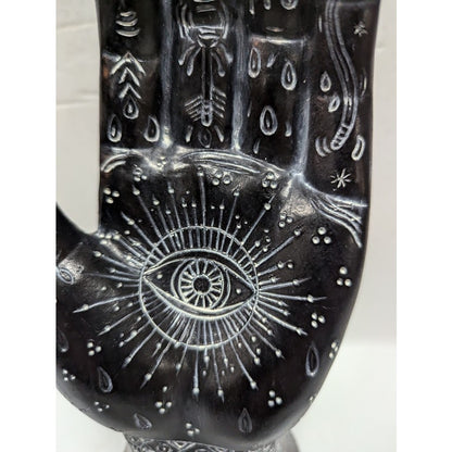 Hand Hamsa Evil Eye Decor 9.5 Inch Astrology Spiritual Art Sculpture