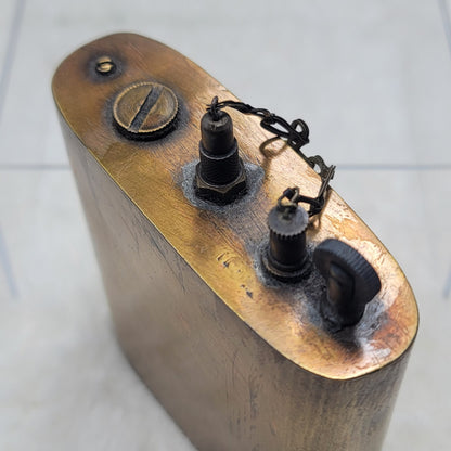 Vintage Antique Brass Oversize Flask Table Lighter Trench Art Military Steampunk