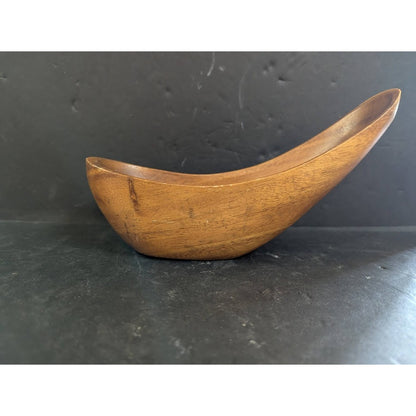 VINTAGE Lovely bowl sculpted from teak in a drop-like design MCM sculptural form