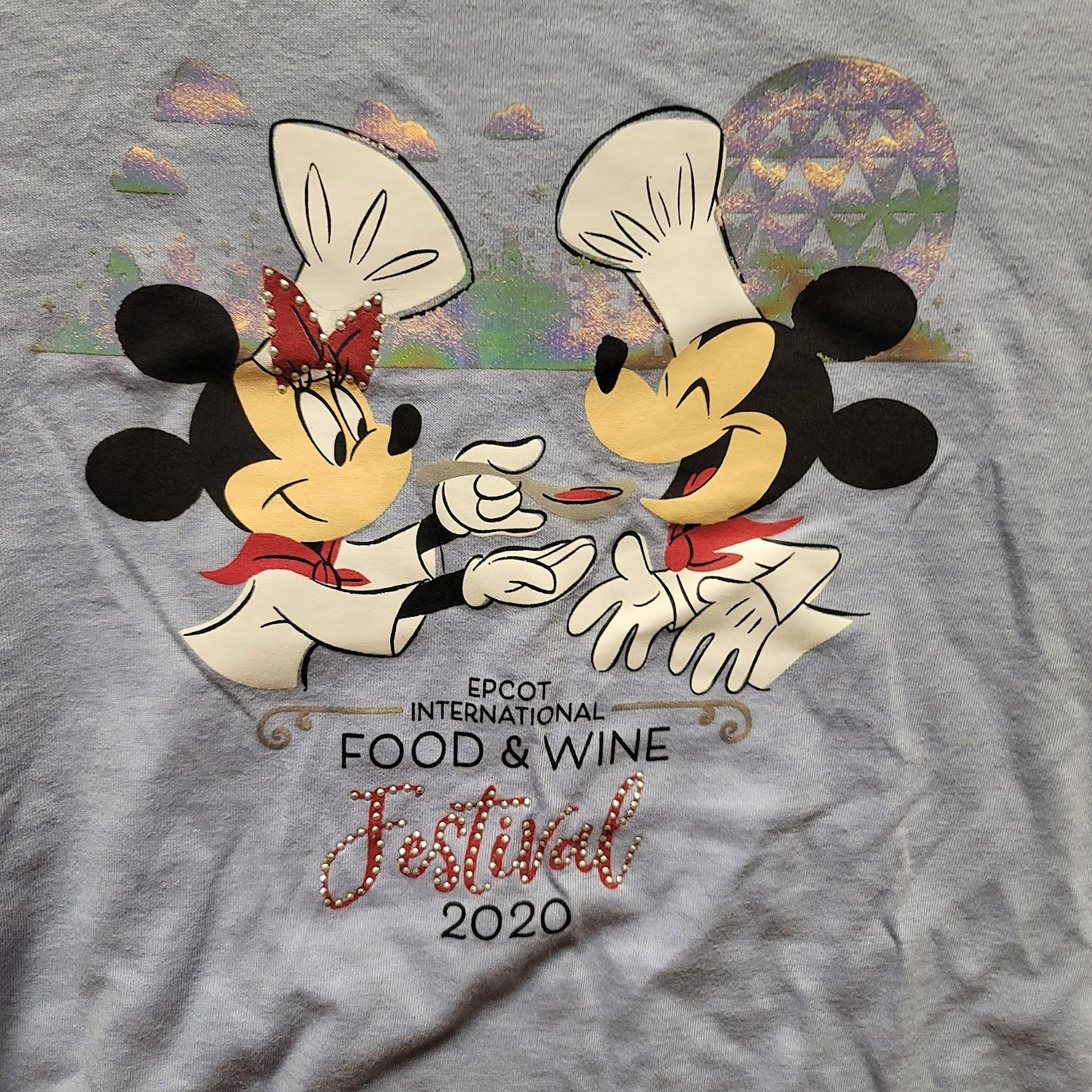 Disney Epcot T-Shirt Large Tank Top Food Wine Festival Blue womens Mickey Minnie