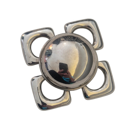 Geometric Quatrefoil design Sterling Silver Brooch Pin Pendant Modernist MCM 60s