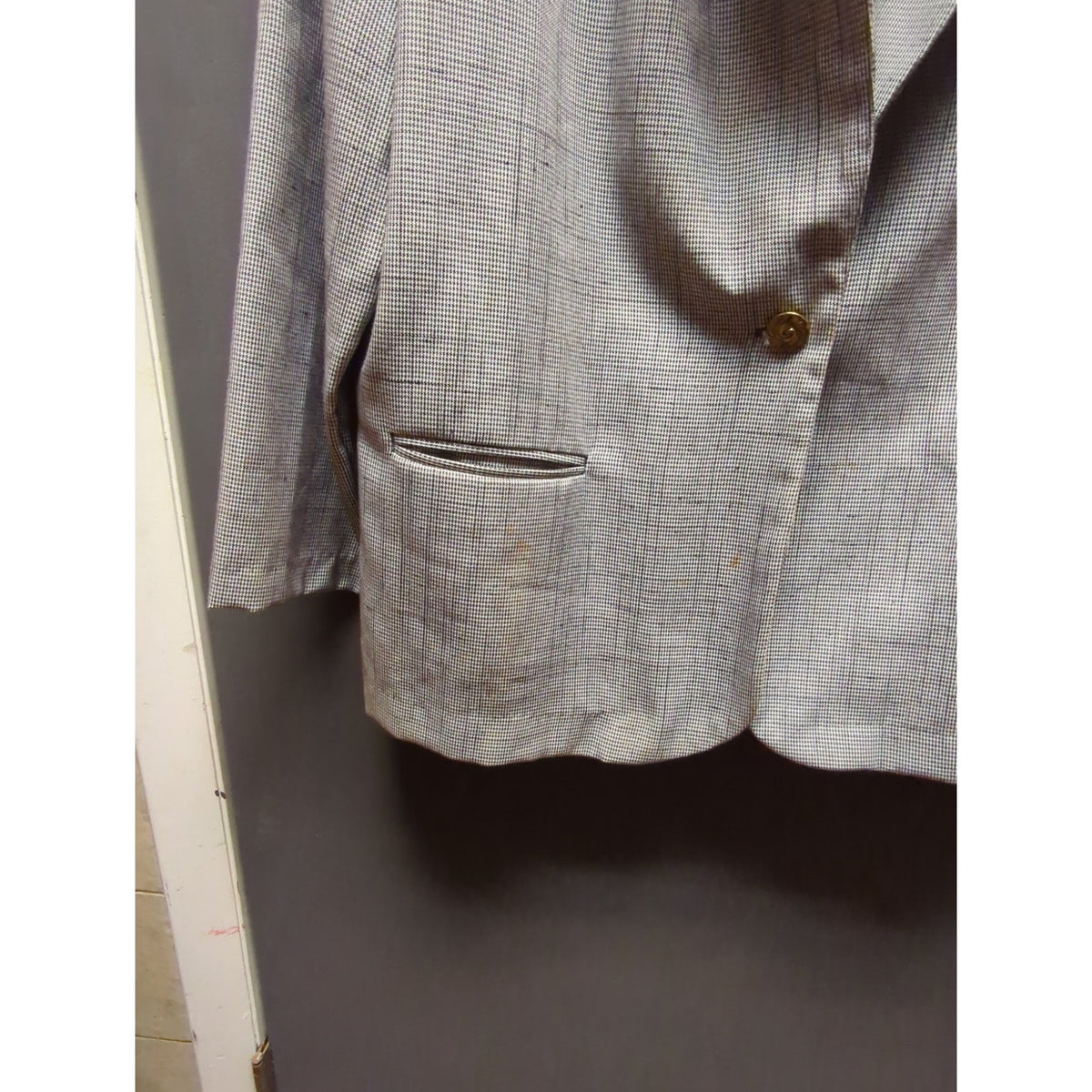 Sellecca Vintage Plaid Blazer Jacket Grey Textured Office Career Chic Size 20