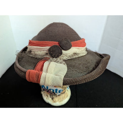Vintage ladies HAT 40's 50's The Rhodes Hat Vintage Brown straw