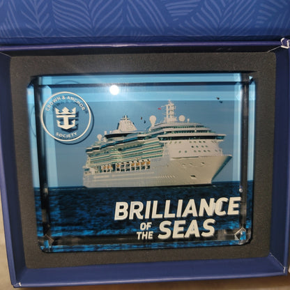 BRILLIANCE of the Seas SHIP glass block Royal Caribbean NEW Color Paperweight
