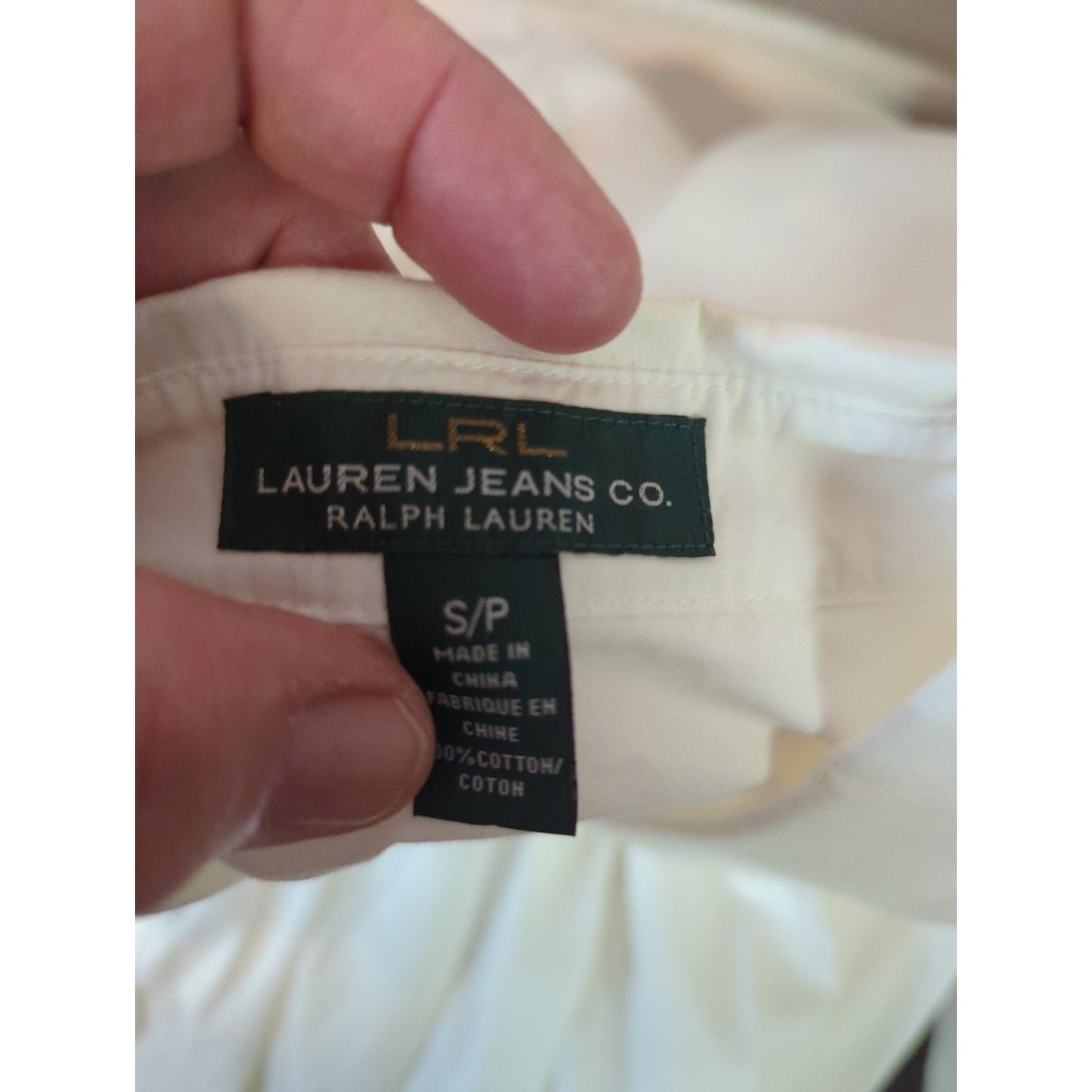 Lauren Ralph Lauren Small Petite White Button Up Roll Tab Sleeves Shirt