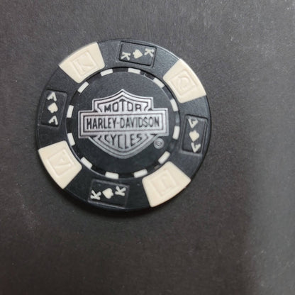 Casino Chip DAYTONA HARLEY- DAVIDSON BLACK WHITE token Ace King Motor Cycle