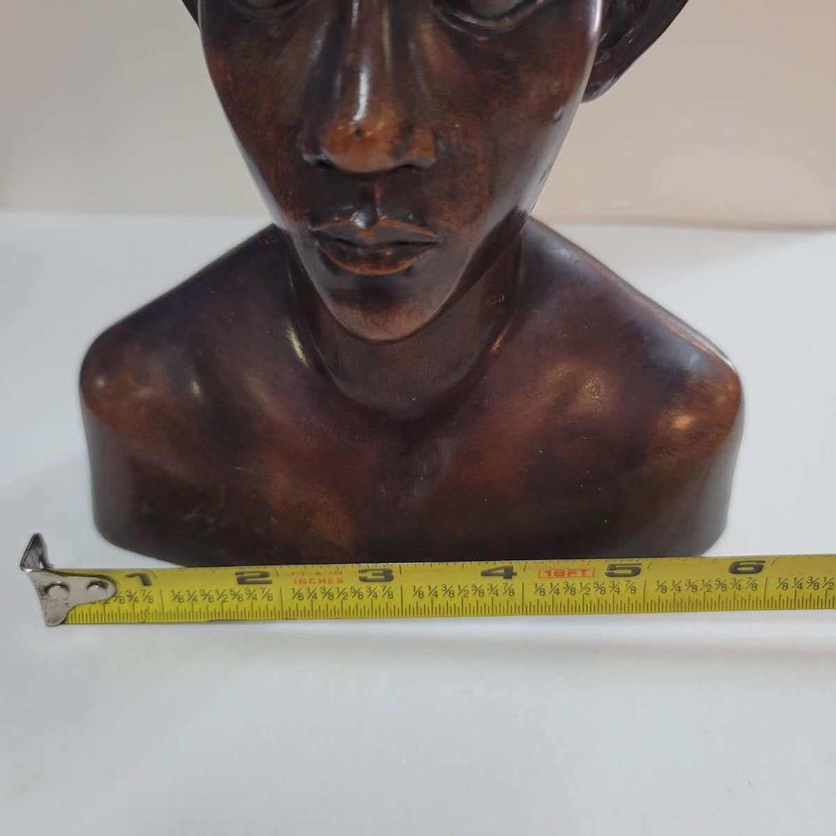 Signed Bali wood carving carved hard wood Balinese Carved Young Man