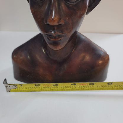 Signed Bali wood carving carved hard wood Balinese Carved Young Man