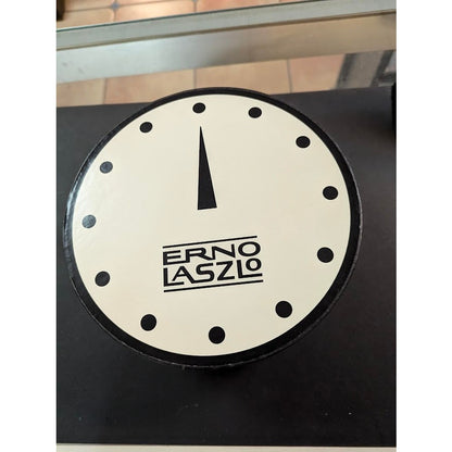Erno Laszlo Vintage Black and White Striped Round Hat Box Vanity Storage