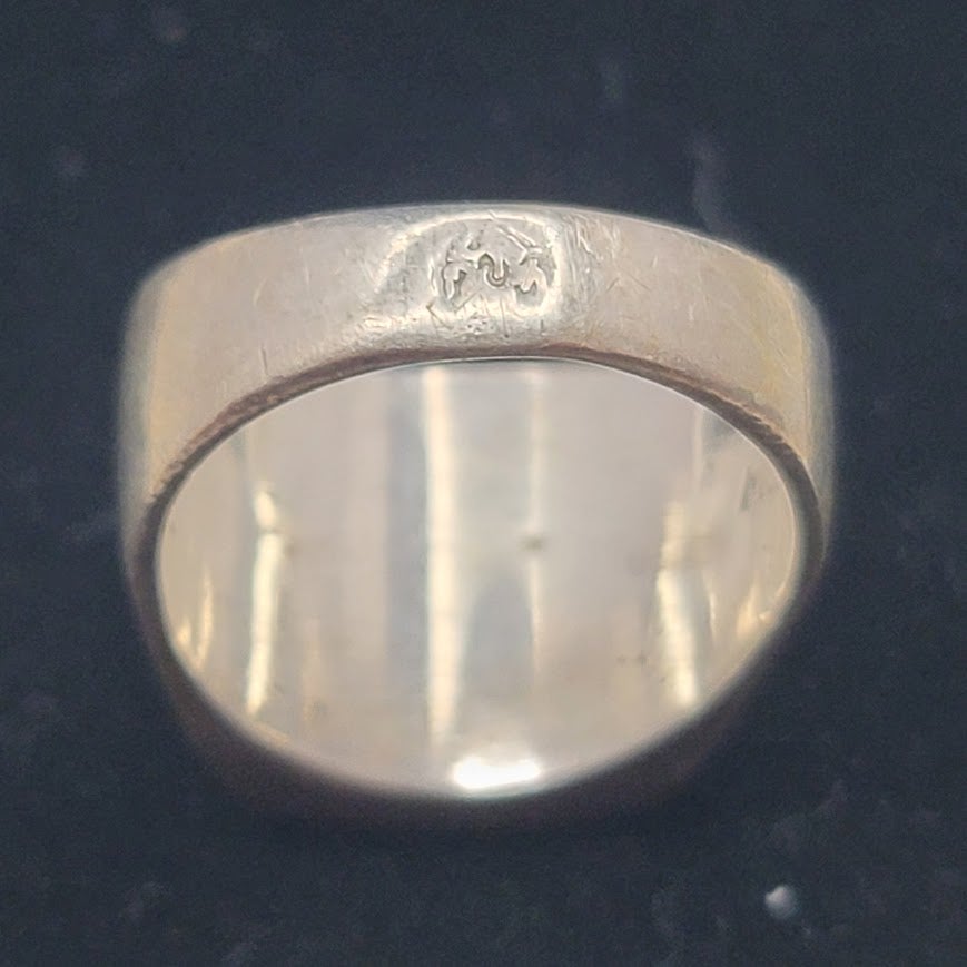 Mid-Century Taxco Mexico Sterling Silver Triple Bar Tiger Eye Statement Ring Sz9