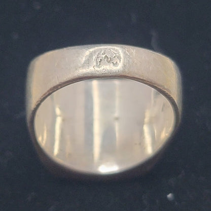 Mid-Century Taxco Mexico Sterling Silver Triple Bar Tiger Eye Statement Ring Sz9
