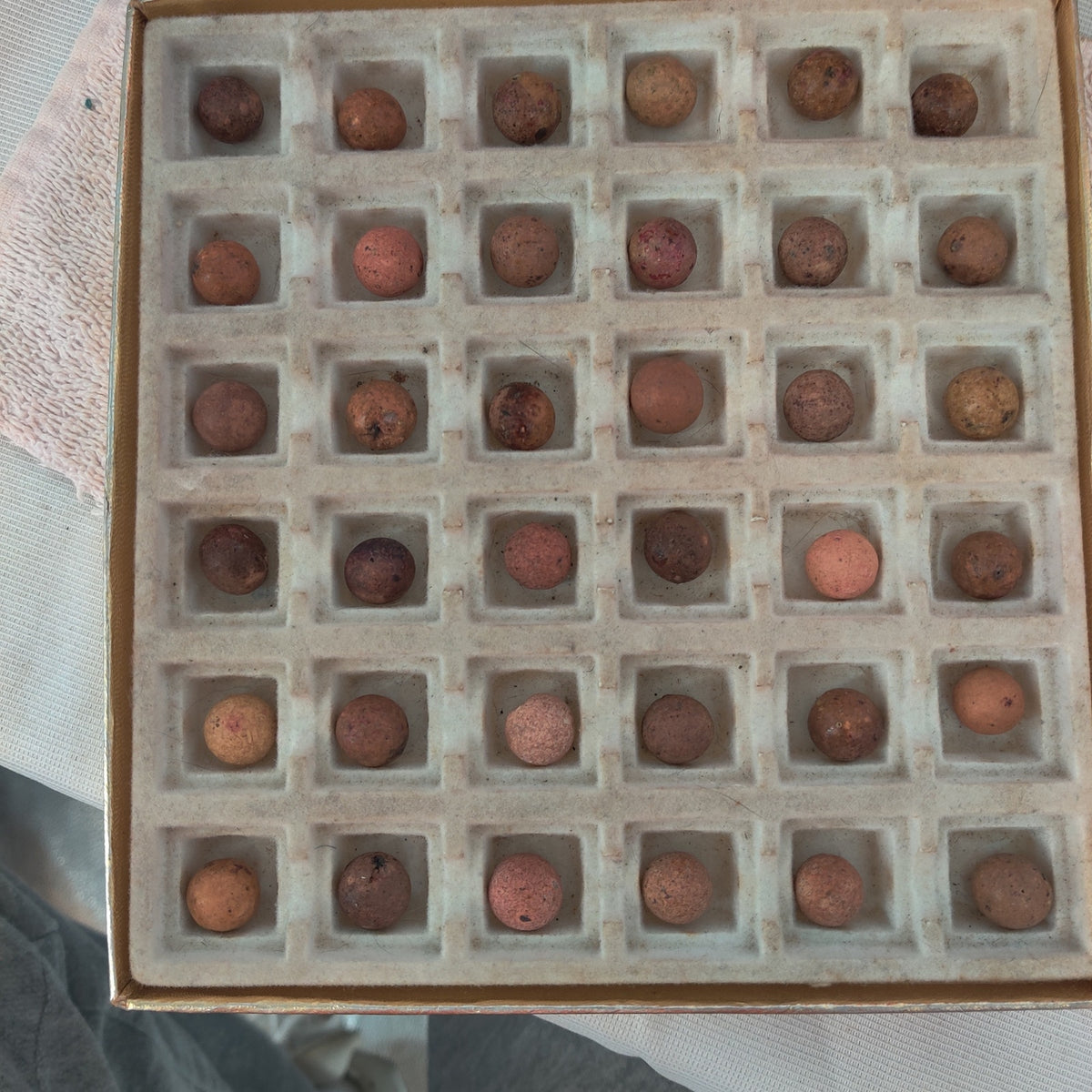 Antique German Handmade Clay Marbles Bulk Job Lot of 36 Player Size 9/16" #H1