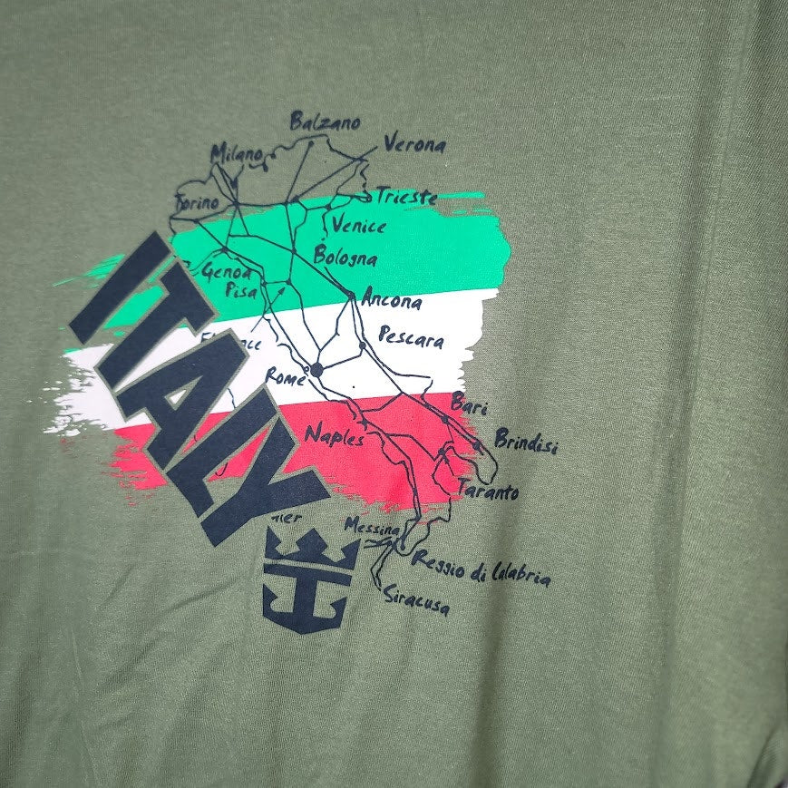 Royal Caribbean International Graphic T-Shirt Green Italy Travel Souvenir XL NWT