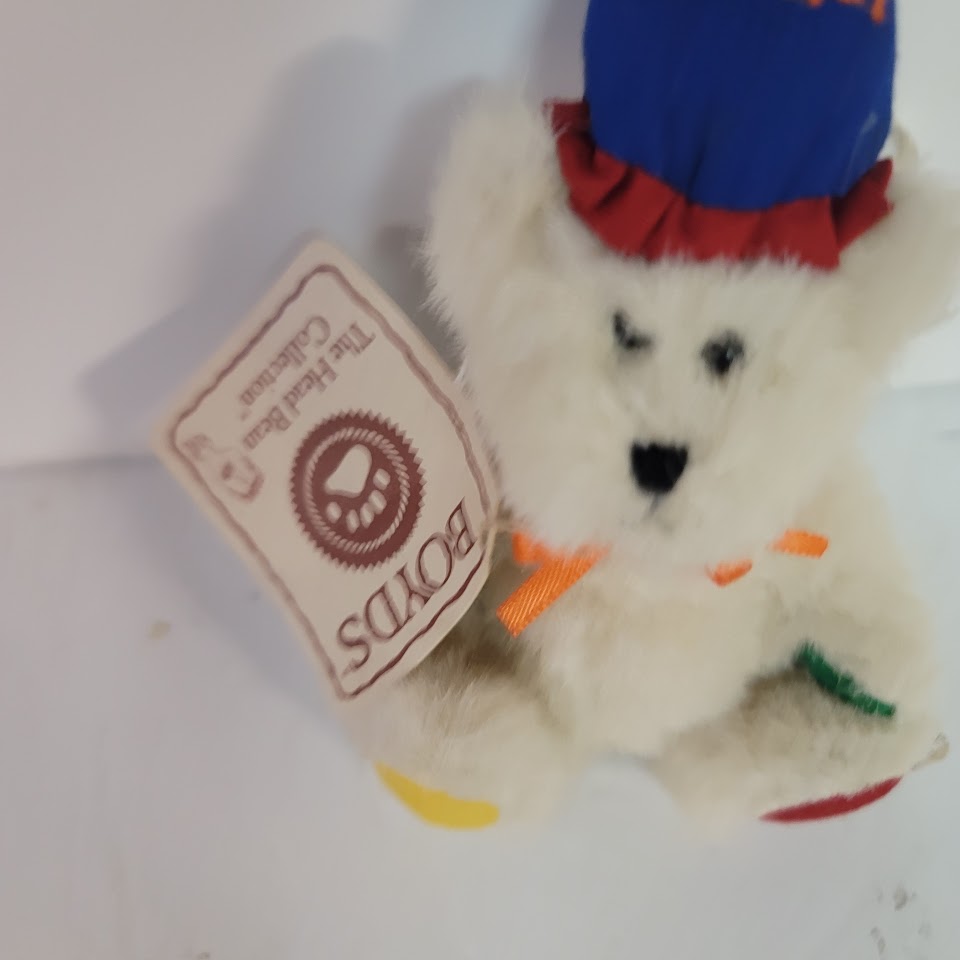 Boyd's BearsBoyds -  Mini Birthday Bear - White Bear - Jointed - Colored Pawpads