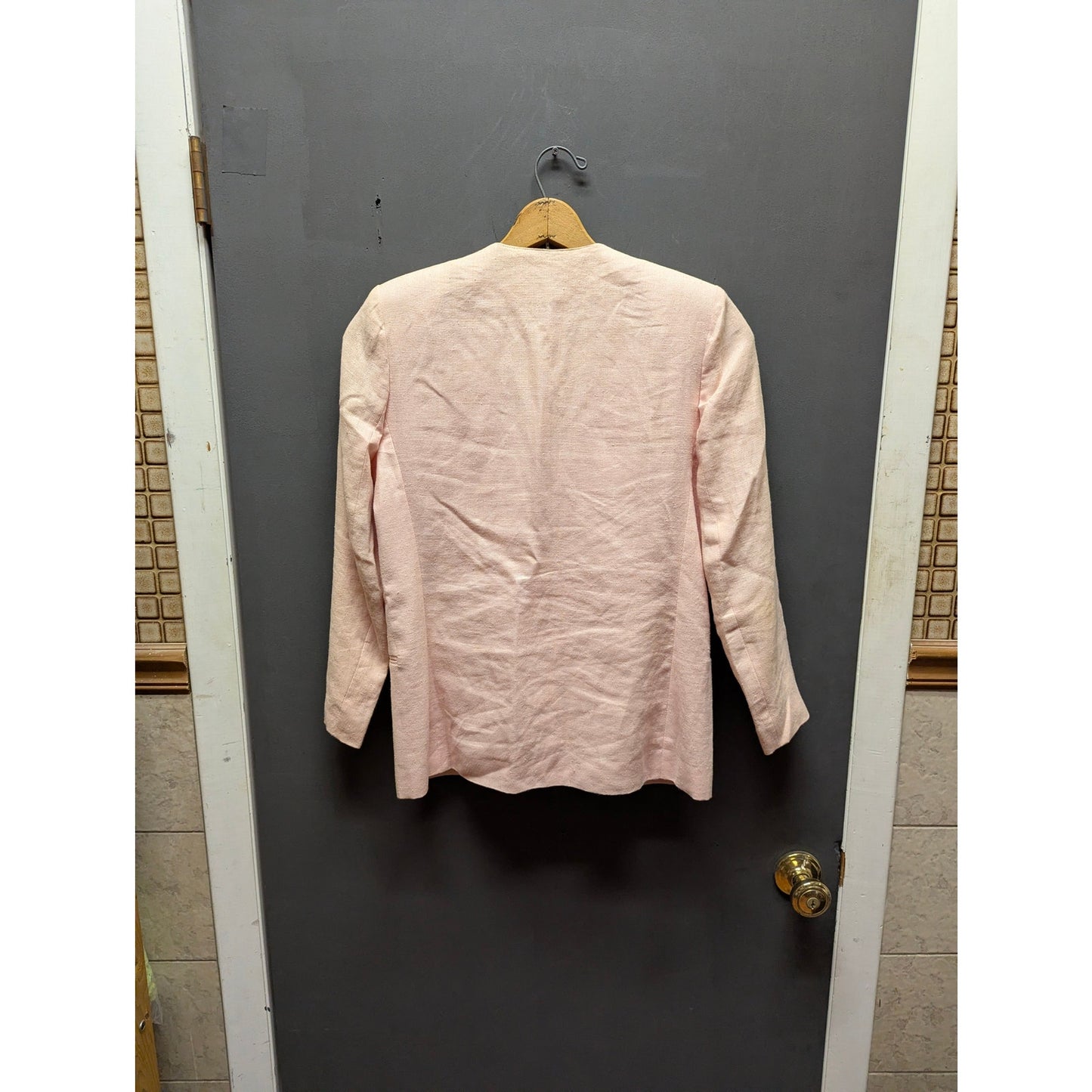 Peter Nygard Light Pink Linen Single-Button Blazer Jacket