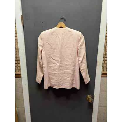 Peter Nygard Light Pink Linen Single-Button Blazer Jacket