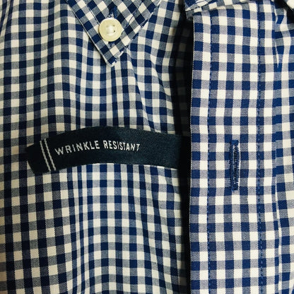 Nautica XXL Mens Slim Fit Long Sleeve Blue White Gingham Shirt Button Down