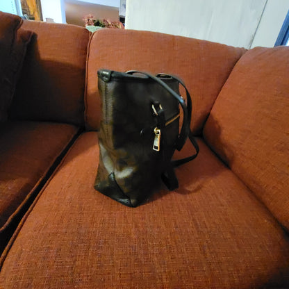 Coach Signature C Brown Gallery Coated Canvas Trim Tote Shoulder Bag Handbag