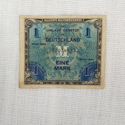 1944 Germany 1 EINE mark Allied Military Currency American Occupied Zone WWII