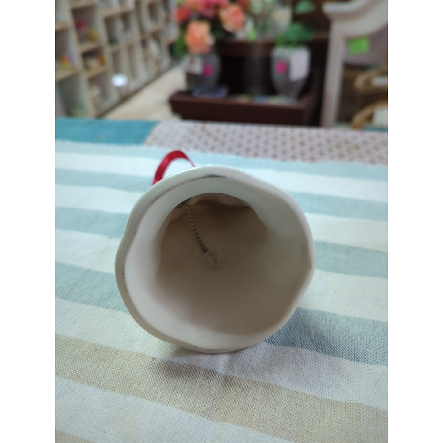 Pfaltzgraff Ceramic bell Winterberry Christmas Ornament Angel w Bird Holly 1999