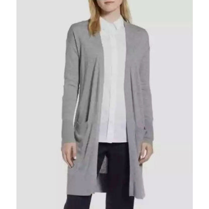 Halogen Open Front Pocket Cardigan WOMENS extra-SMALL GREY DARK HEATHER NEW xs