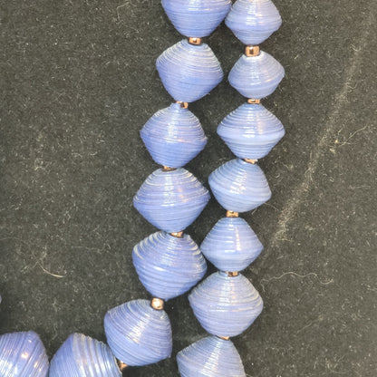 2 Necklaces Blue Spiral graduated beads gold tone 14" fashion jewelry