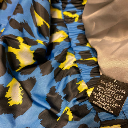 Say What? Blue Animal Print Large NEW Hooded Lightweight Zipper Jacket Raingear