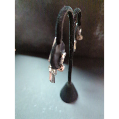 Vintage MONET Geometric Silver Tone Dangle Clip-On Earrings Art Deco Style Chic