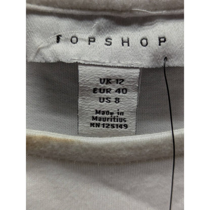 Topshop Women's White Short-Sleeve Cropped Tie-Back Top NWT Size 8 Medium