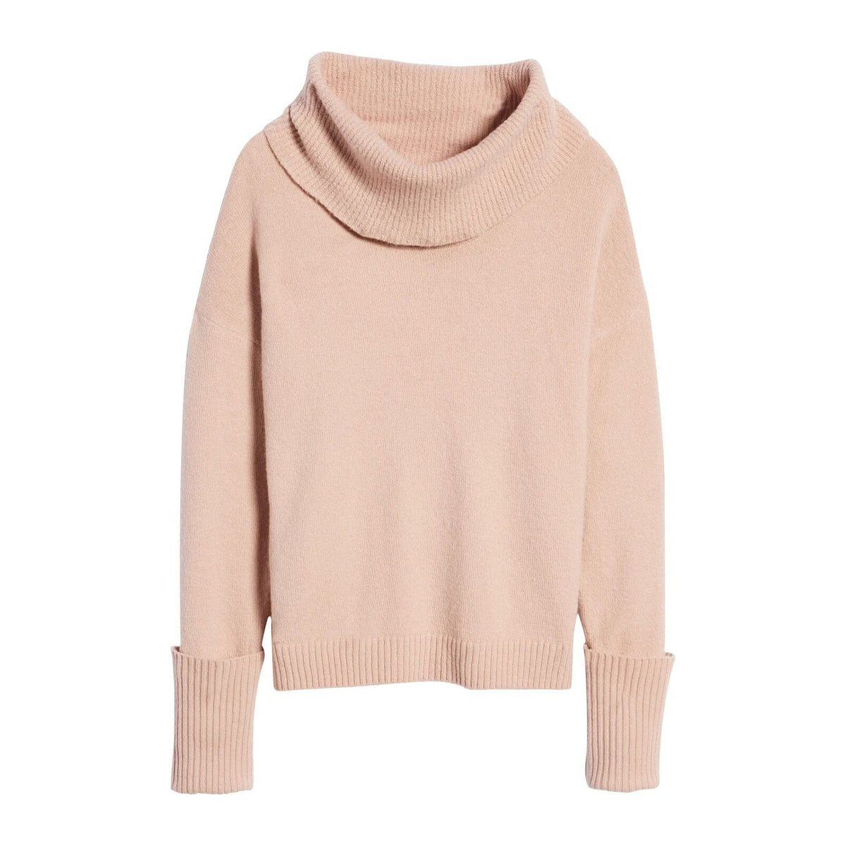 Chelsea 28 Soft Cowl Neck Cuff Sleeve Sweater LARGE in Pink Adobe NWT
