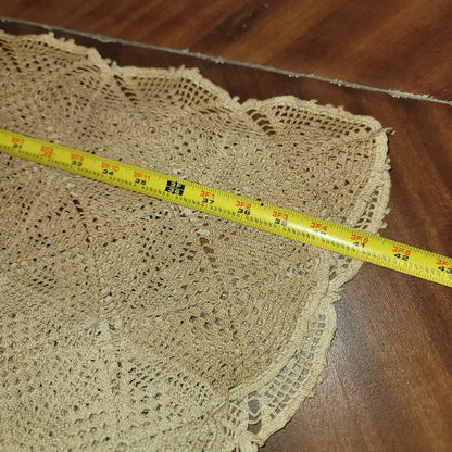 Vintage hand crocheted bedspread 80" x 60" overlay coverlet Queen / King Beige