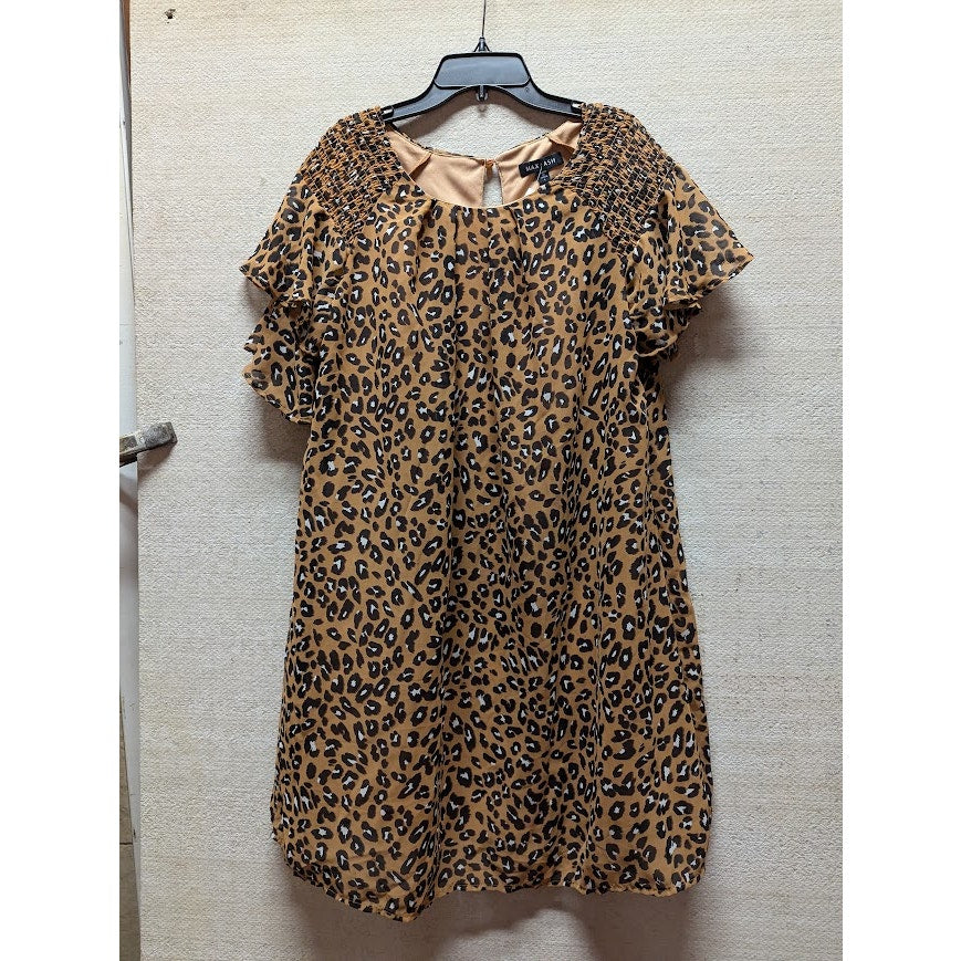 Max Ash Size large Sheath Shift Leopard Dress Animal Print short sleeve