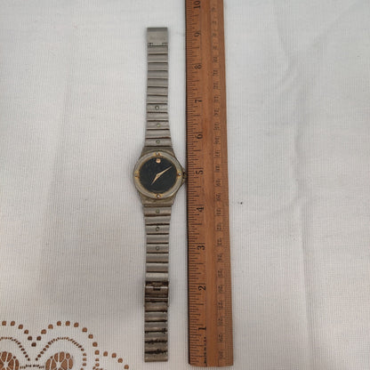 Vintage Movado Stainless Steel Museum Watch Black Dial REPAIR/PARTS