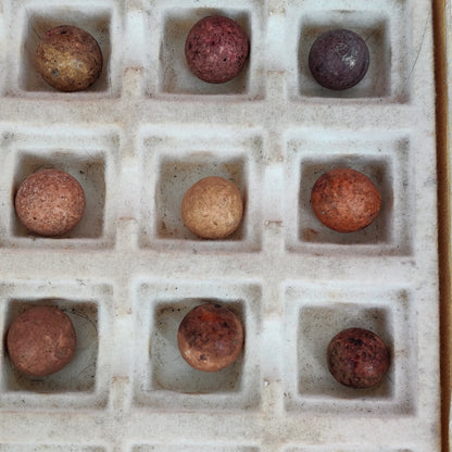 Antique German Handmade Clay Marbles Bulk Job Lot of 36 Player Size 9/16" #H4
