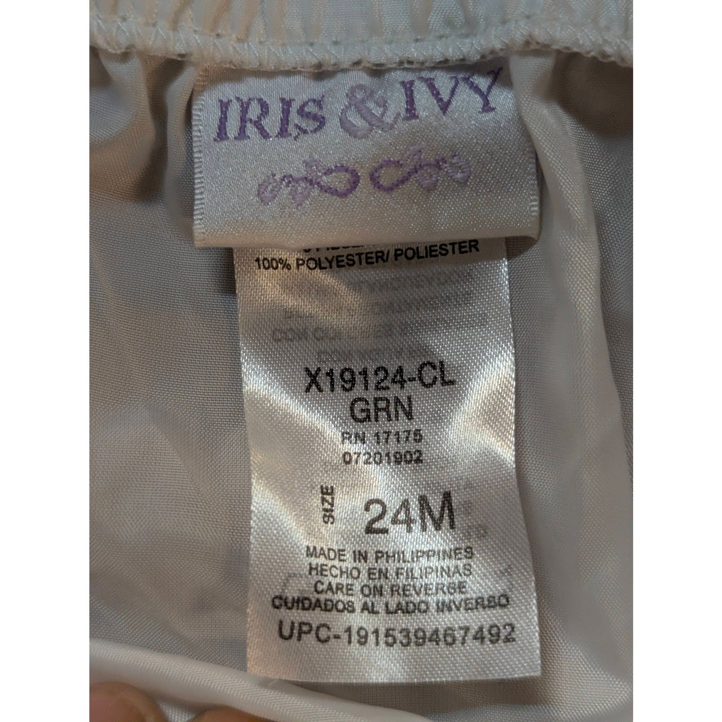Iris & Ivy Baby Girls White Diaper Cover Bloomers Size 24 Months NWT