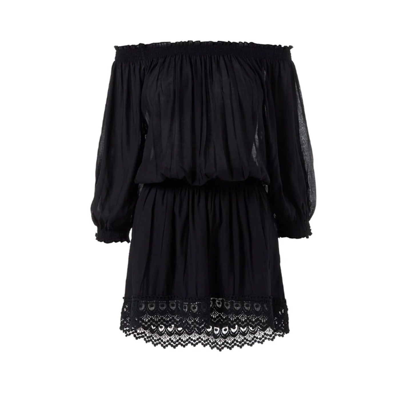 Melissa Odabash Black Ivy Cover Up Dress Size Small Beach Club Travel NEW $216