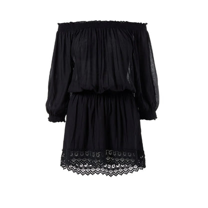 Melissa Odabash Black Ivy Cover Up Dress Size Small Beach Club Travel NEW $216