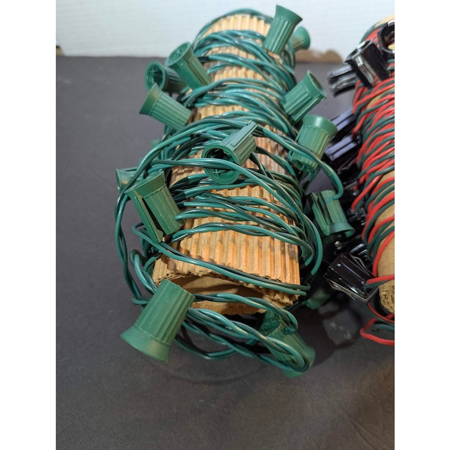Vintage Christmas Light C9 String Lot Green and Red Retro Holiday Lot 2 strands