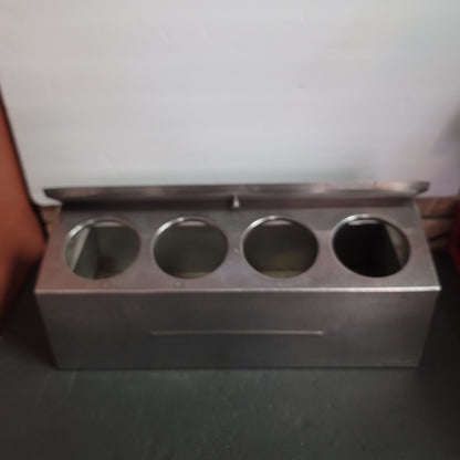 Stainless steel 4 compartment condiment dispenser utensil holder RESTAURANT bar