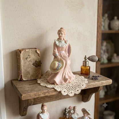 Vintage Bisque Porcelain Seated Victorian Lady Figurine with Hat