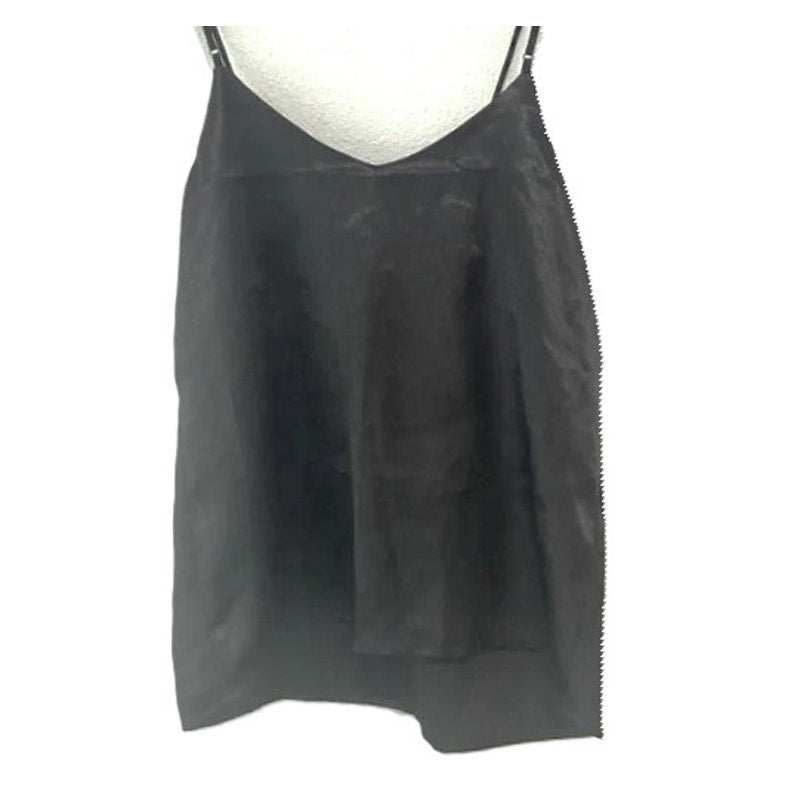Heartloom Satiny Lace-Up V-Neck Spaghetti Strap Cami Sz Large in Black NWT