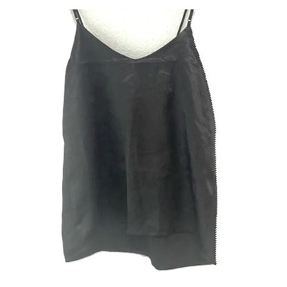 Heartloom Satiny Lace-Up V-Neck Spaghetti Strap Cami Sz Large in Black NWT