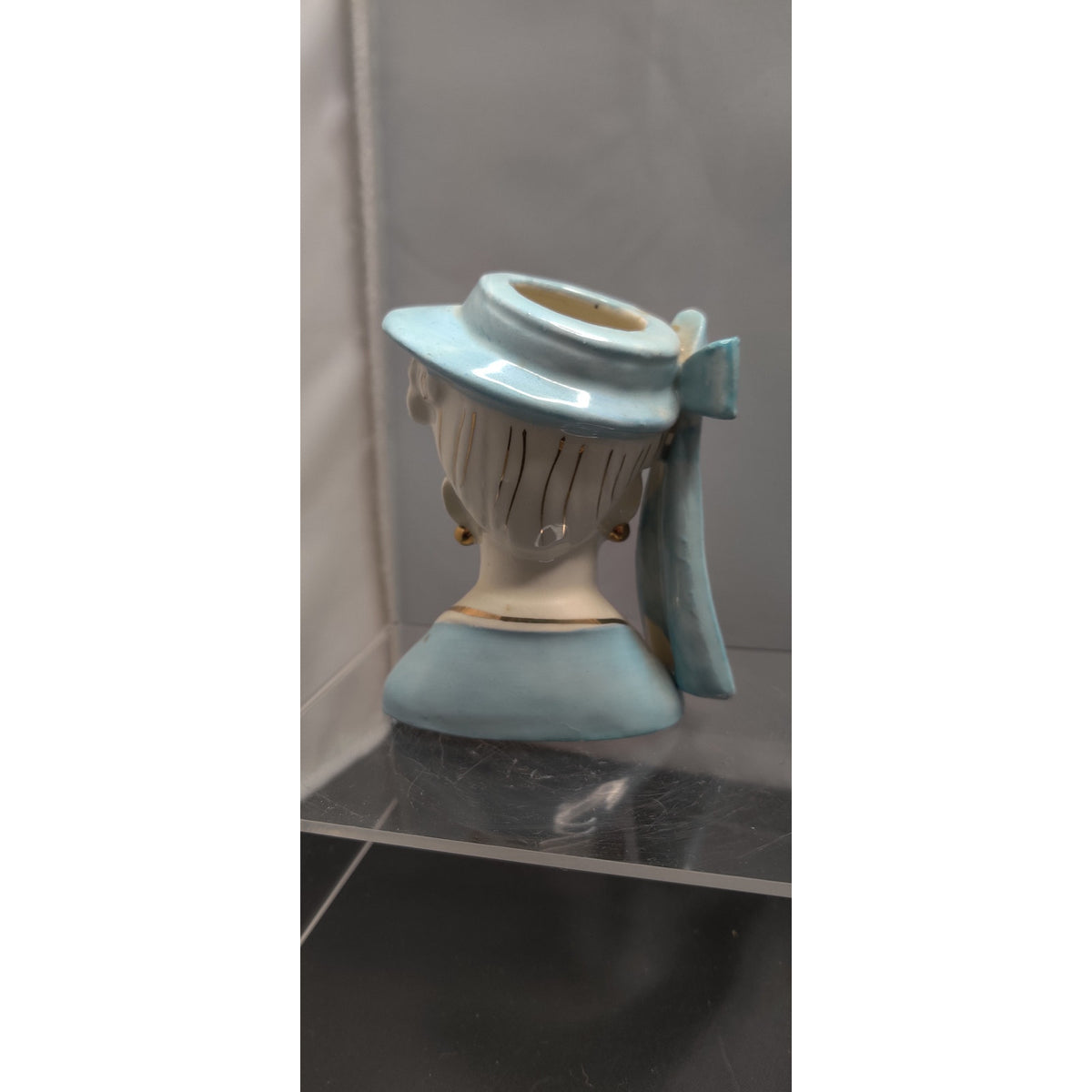 Vintage Irice Japan Lady Headvase Blue Hat Mid Century Kitsch Retro Collectible!