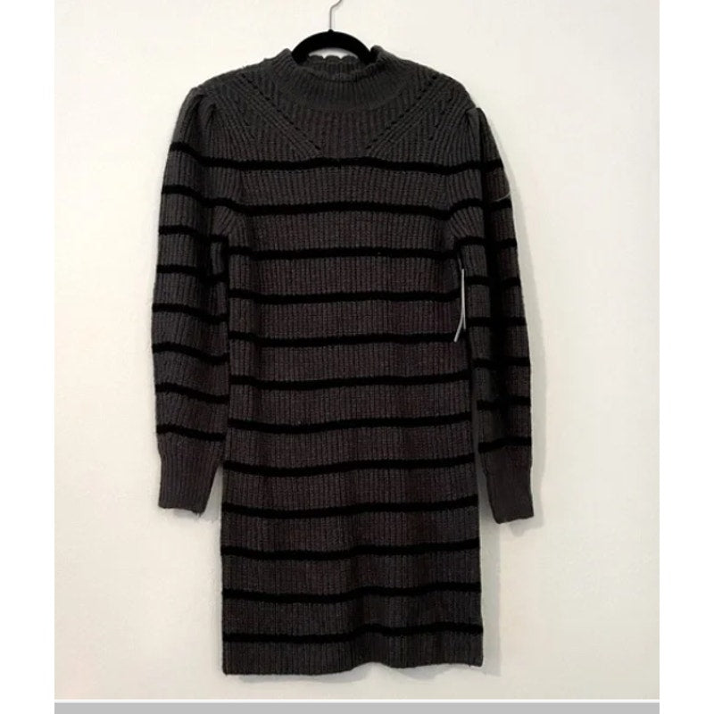 RD Style Size XS SweaterDress long sleeve Charcoal Gray Black Stripe NEW winter