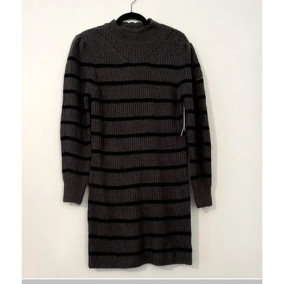 RD Style Size XS SweaterDress long sleeve Charcoal Gray Black Stripe NEW winter