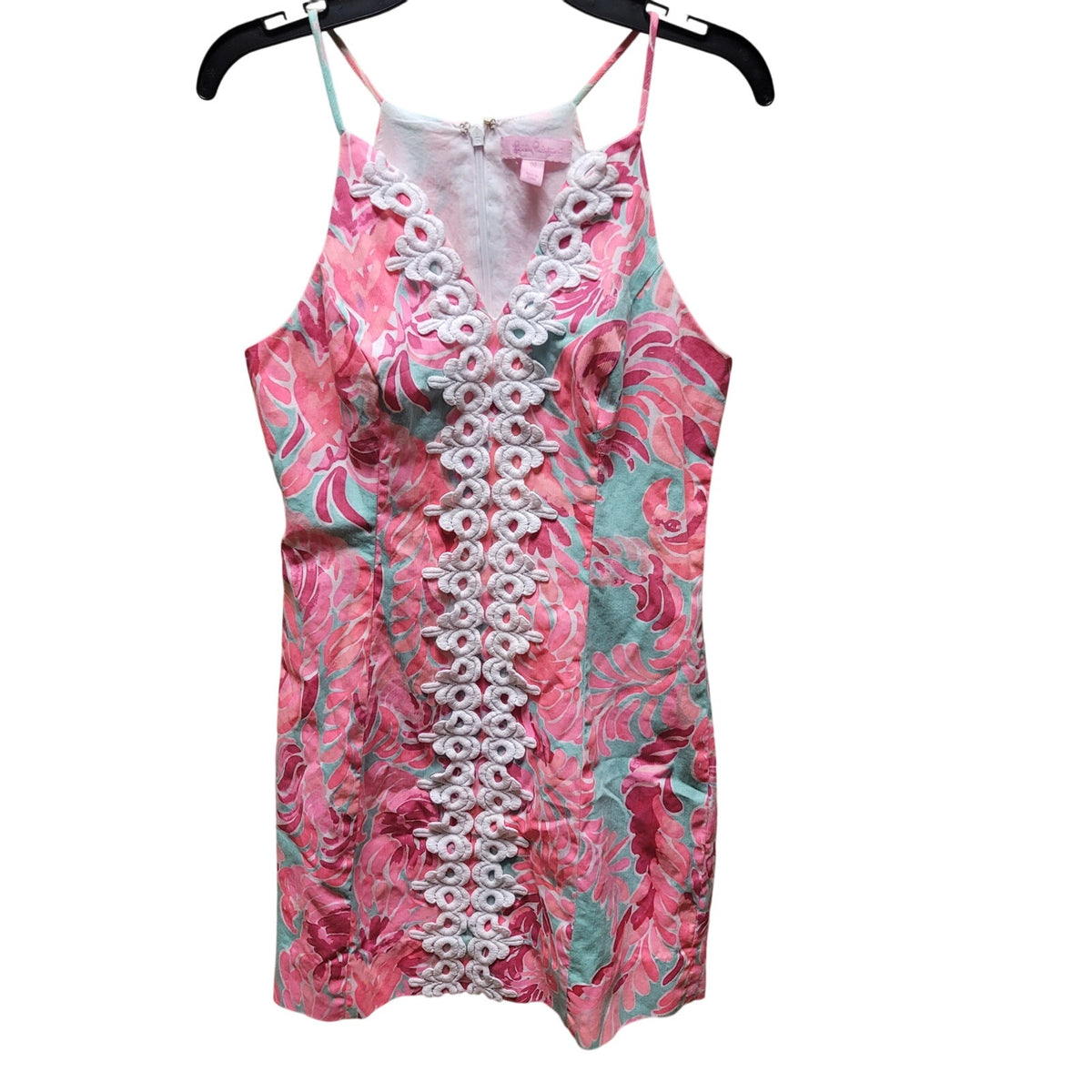 LILLY PULITZER Size 00 Pink Love Birds Pearl Shift Dress XXS Summer Casual NICE