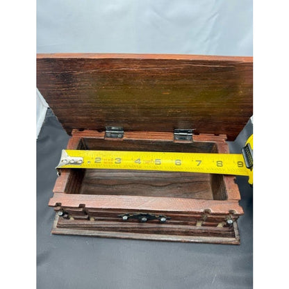Vintage Wooden Jewelry Trinket Chest Box Keepsakes Stash Spain Rustic Carved