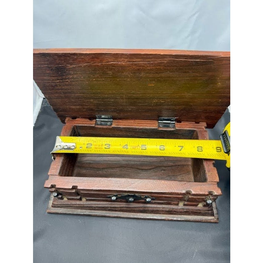 Vintage Wooden Jewelry Trinket Chest Box Keepsakes Stash Spain Rustic Carved